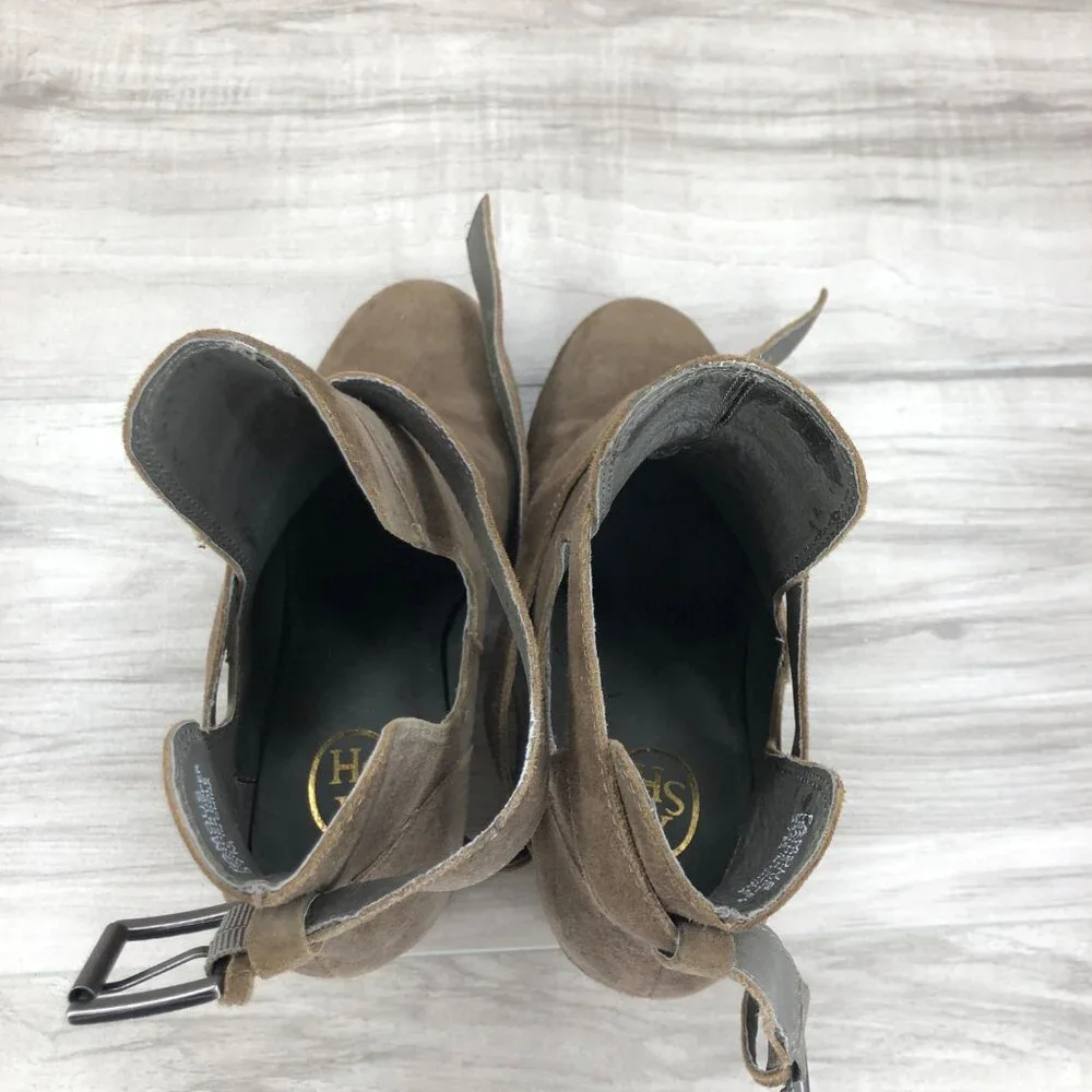 Ash Ankle Boots Women's 37 Famous Brown Suede Buckle Heel Booties